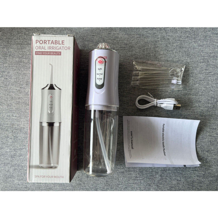 Portable Cordless Water Flosser Oral Irrigator with 220mL Tank & 4 Nozzles