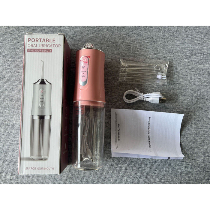 Portable Cordless Water Flosser Oral Irrigator with 220mL Tank & 4 Nozzles