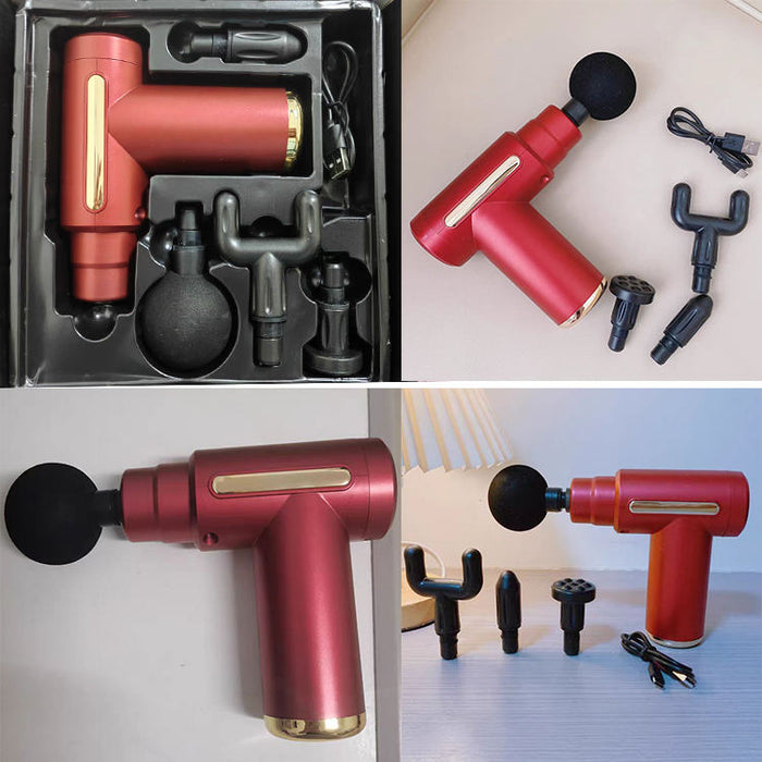 Portable Mini Muscle Fascia Massage Gun with 4 Massage Heads