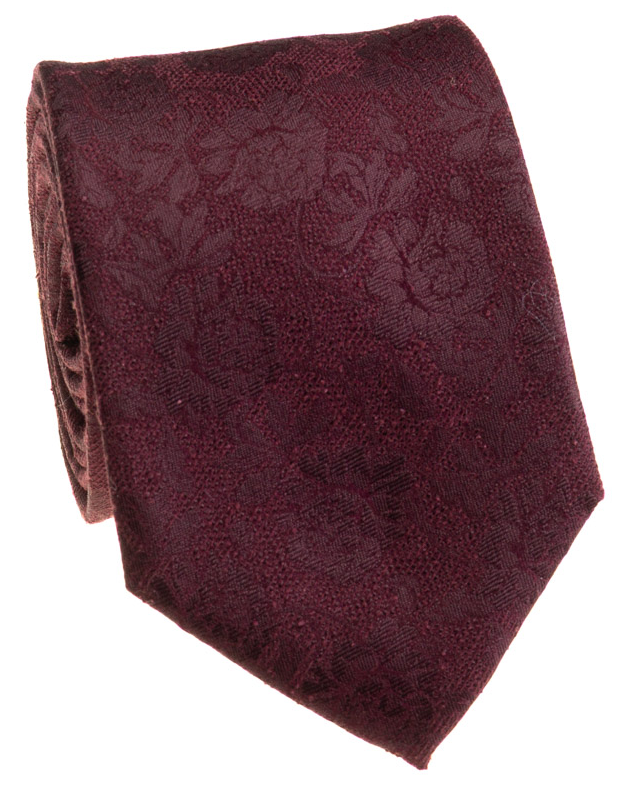 Premium Silk Burgundy Tonal Floral Jacquard Silk Hand-Made Tie