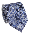 Premium Silk Mens Blue Paisley Silk Hand-Made Tie - The Suit Depot