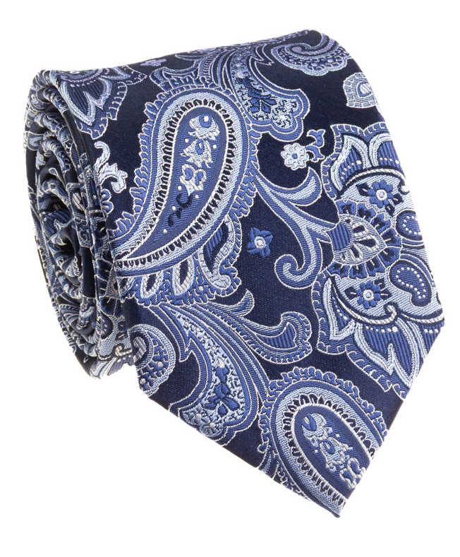 Premium Silk Mens Blue Paisley Silk Hand-Made Tie - The Suit Depot