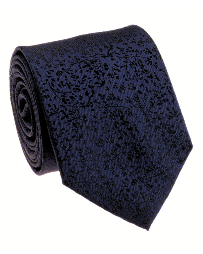 Premium Silk Mens Navy Blue Floral Silk Cotton Hand-Made Tie - The Suit Depot