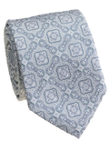 Premium Silk Sage Floral Medallion Lattice Silk Hand-Made Tie