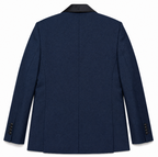 Profile Black Solid Navy Satin Shawl Lapel Slim Fit 2-Button Tuxedo - 48R
