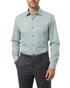 Proper Shirtings Hunter Green Grid Windowpane Slim Fit Cotton Spread Collar Wrinkle Free Dress Shirt