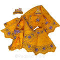 Purple Lotus in Kusum Sarovara - Marigold Orange - Silk - Radha Krishna Deity Outfit