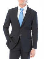 Raphael Mens Solid Navy Blue Classic Fit Stretch 2 Button Blazer Sportcoat