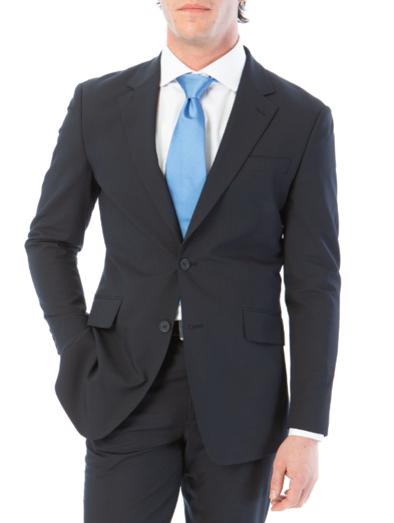 Raphael Mens Solid Navy Blue Classic Fit Stretch 2 Button Blazer Sportcoat