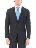 Raphael Mens Solid Navy Blue Classic Fit Stretch 2 Button Blazer Sportcoat