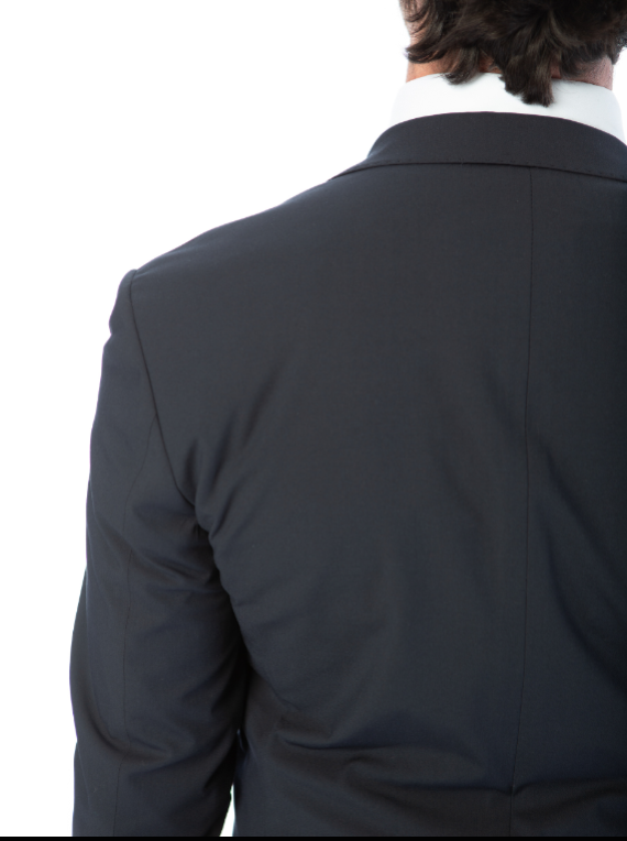 Raphael Mens Solid Navy Blue Classic Fit Stretch 2 Button Blazer Sportcoat