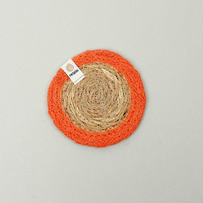 Respiin Round Seagrass & Jute Coaster Orange &Keep