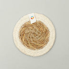Respiin Round Seagrass & Jute Coaster White &Keep