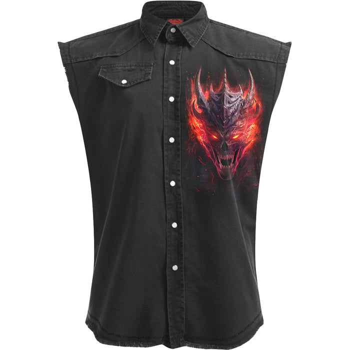 RIFF BURNER - Sleeveless Stone Washed Worker Black