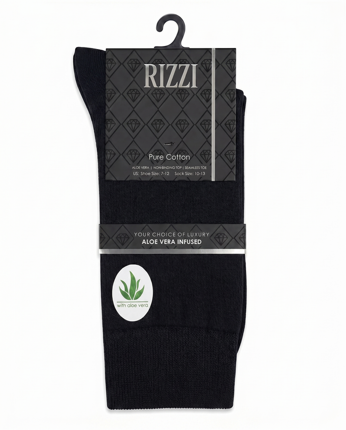 Rizzi Black Pure Cotton Aloe Vera Infused Non-Biding Seamless Socks