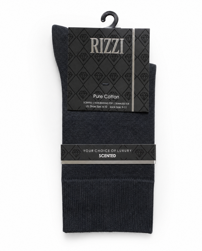 Rizzi Charcoal Gray Pure Cotton Scented Non-Biding Seamless Socks