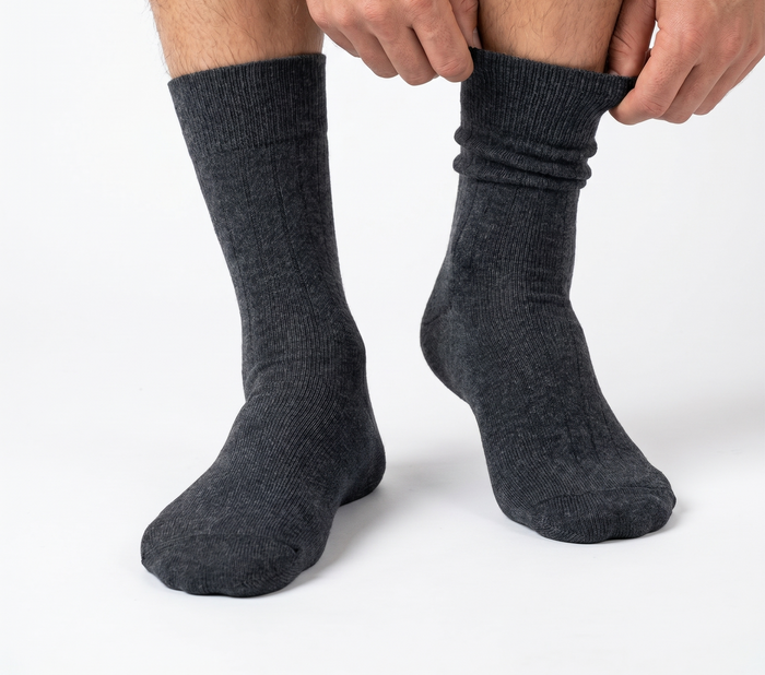 Rizzi Charcoal Gray Pure Cotton Scented Non-Biding Seamless Socks