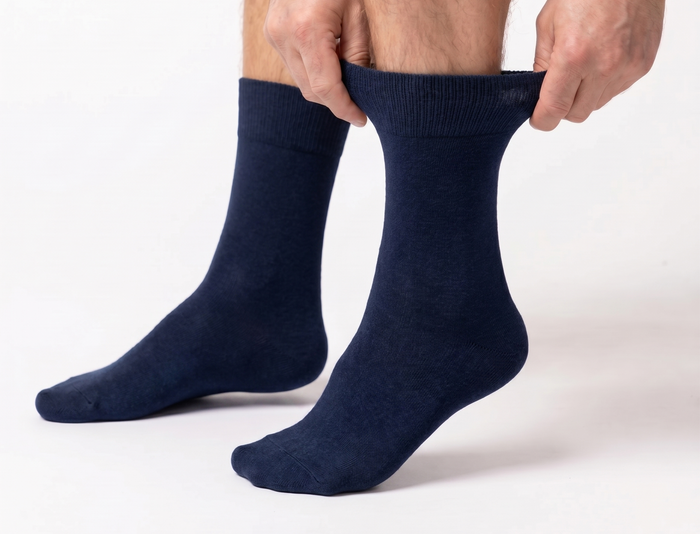Rizzi Navy Pure Cotton Antimicrobial Protection Non-Biding Seamless Socks