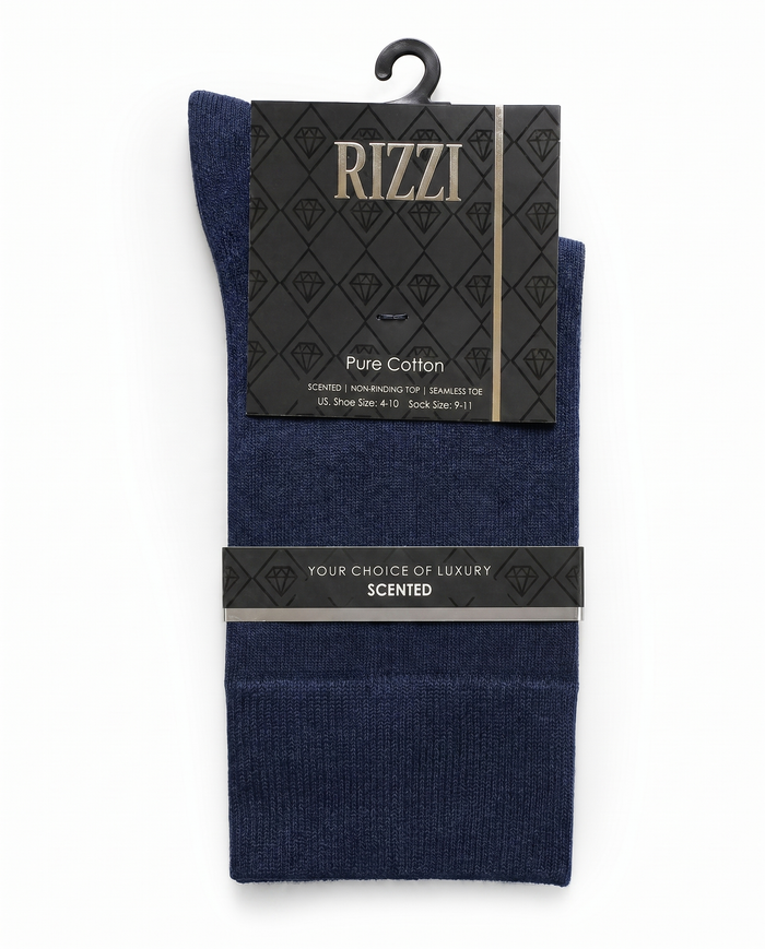 Rizzi Navy Pure Cotton Scented Non-Biding Seamless Socks