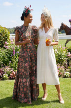 Rose Frill Maxi Dress | Khaki/Orange