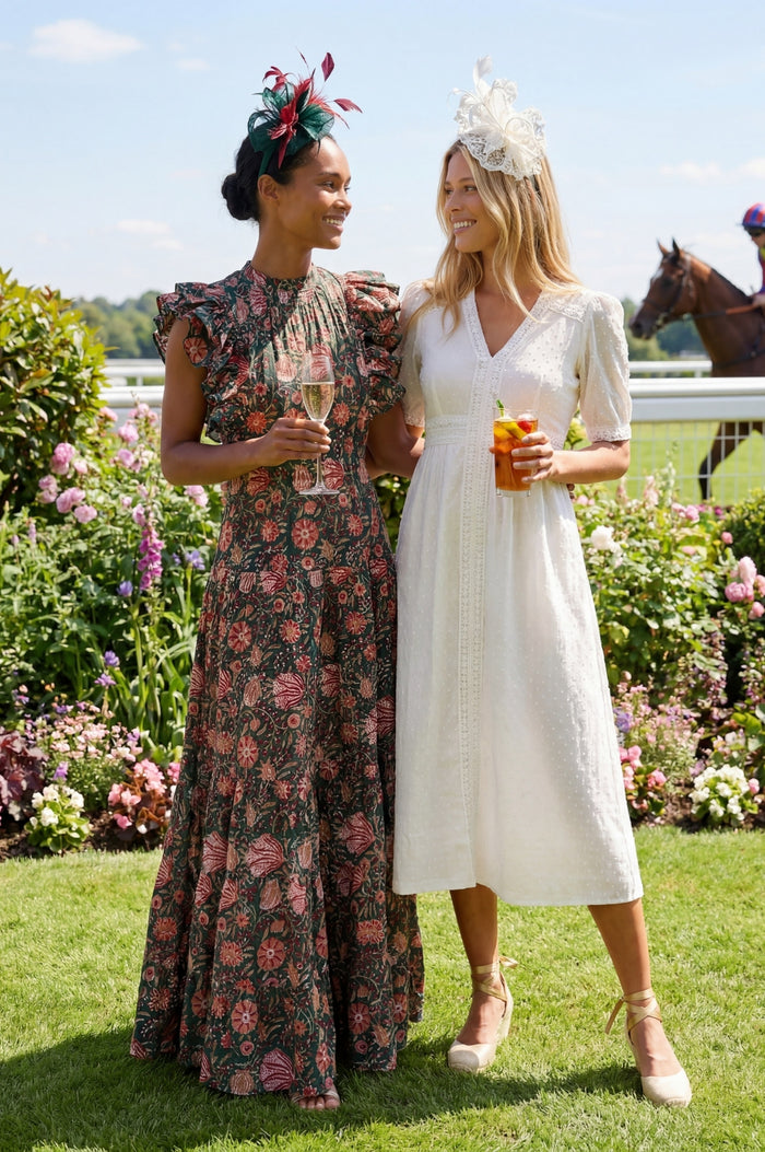 Rose Frill Maxi Dress | Khaki/Orange