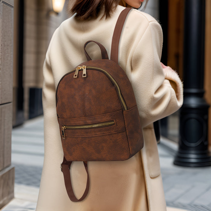 !SALE! Brown NGIL Faux Leather Mini Backpack