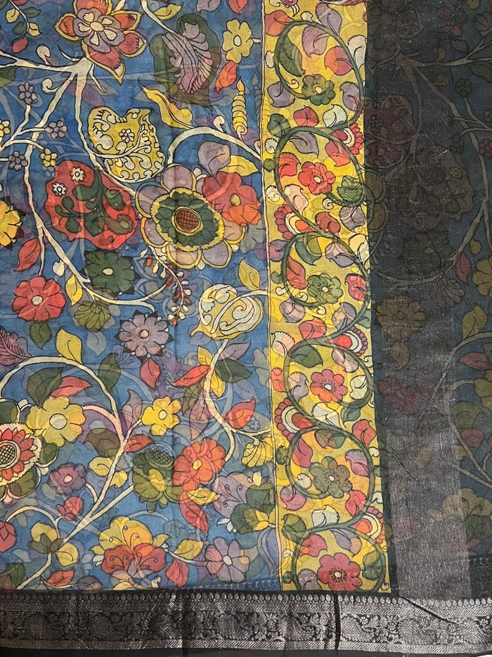 Sameeksha organza kalamkari saree