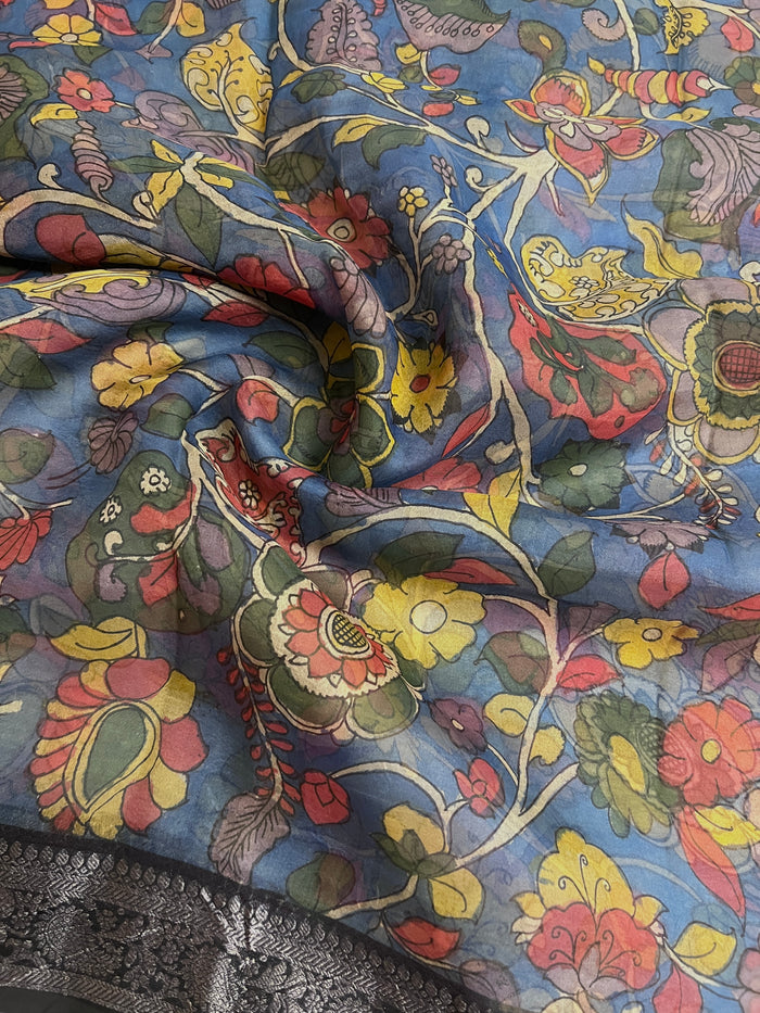 Sameeksha organza kalamkari saree