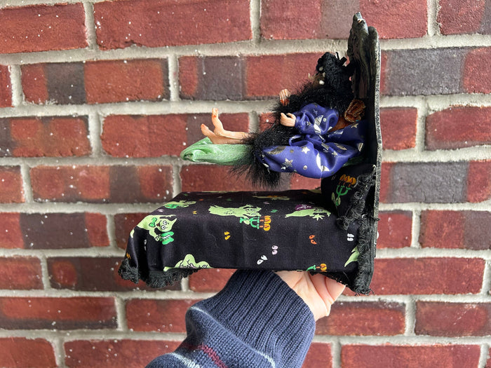 Sculpted Witch Doll on Floating Blanket Bed Halloween