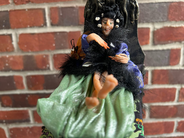 Sculpted Witch Doll on Floating Blanket Bed Halloween