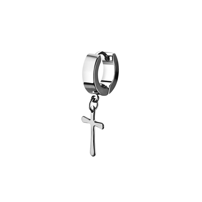 Silver Surgical Steel Cross Huggie Surgical Steel / Silver Huggie