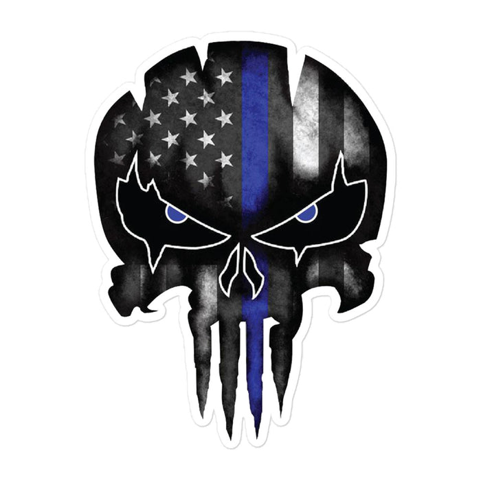 Skull 2 - Thin Blue Line Sticker - CL1