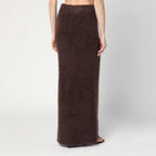 Soft Goat - Long Mocha-coloured brushed cashmere skirt