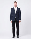 Michael Kors Solid Navy Blue Classic Fit Notch Lapel Wool 2-Button Blazer