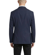 Michael Kors Solid Navy Blue Classic Fit Notch Lapel Wool 2-Button Blazer