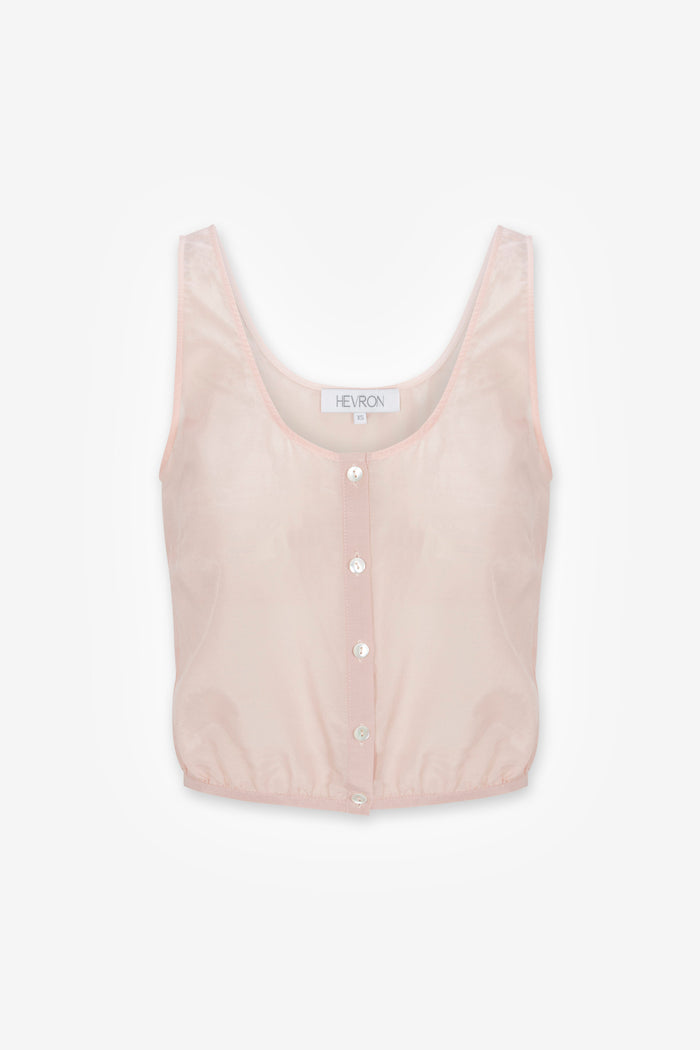 HEVRON Sophie Dusty Pink Silk Cotton Top, product front view