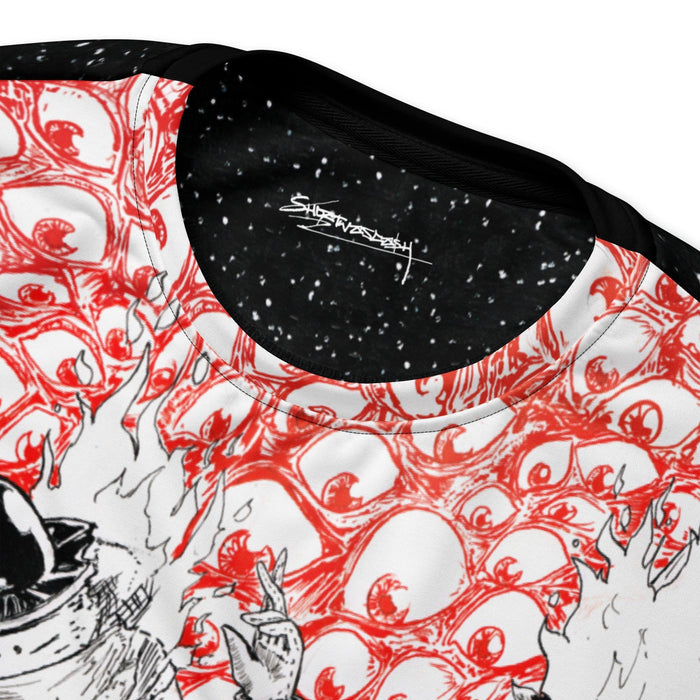 Space is an Ocean Sweatshirt in Cosmic Void & Crimson Ink. OEKO-TEX® 100, REACH Compliant, GRS Certified.