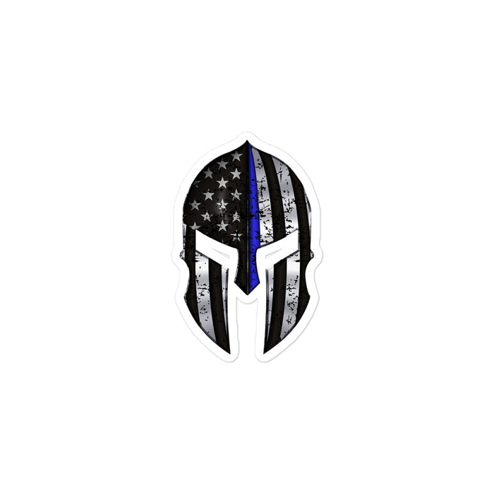 Spartan Helmet 2 - Thin Blue Line American flag - Sticker - MO1