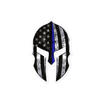 Spartan Helmet 2 - Thin Blue Line American flag - Sticker - MO1