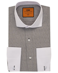 Steven Land Black Glen Check Spread Collar French Cuffs Wrinkle & Shrink Free Cotton Dress Shirt - The Suit Depot