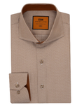 Steven Land Brown Micro Check Regular Fit Cutaway Collar Wrinkle & Shrink Free Cotton Dress Shirt