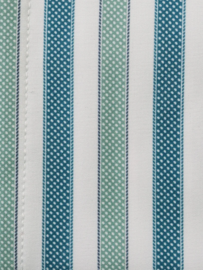 Steven Land Green & Teal Striped Club Collar French Cuff 100% Cotton Wrinkle & Shrink Free Dress Shirt - The Suit Depot