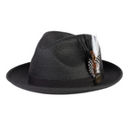 Steven Land Havana Collection Black Woven Straw Fedora Hat