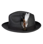 Steven Land Havana Collection Black Woven Straw Fedora Hat