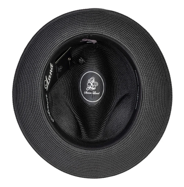 Steven Land Havana Collection Black Woven Straw Fedora Hat