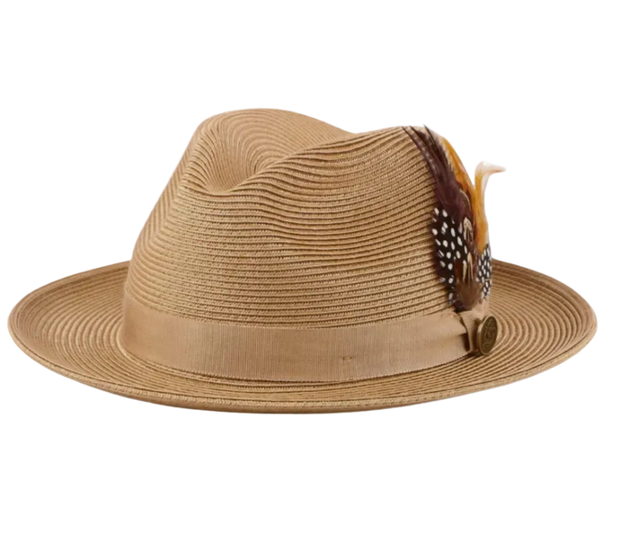 Steven Land Havana Collection Caramel Woven Straw Fedora Hat