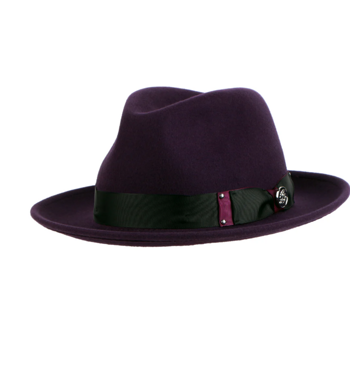 Steven Land Men's Blackberry Fine Australian Wool Fedora Hat - The Suit Depot