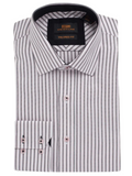 Steven Land Mens Classic Fit Black & Pink Striped 100% Cotton Dress Shirt