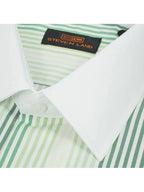 Steven Land Mens Green Striped French Cuff 100% Cotton Dress Shirt