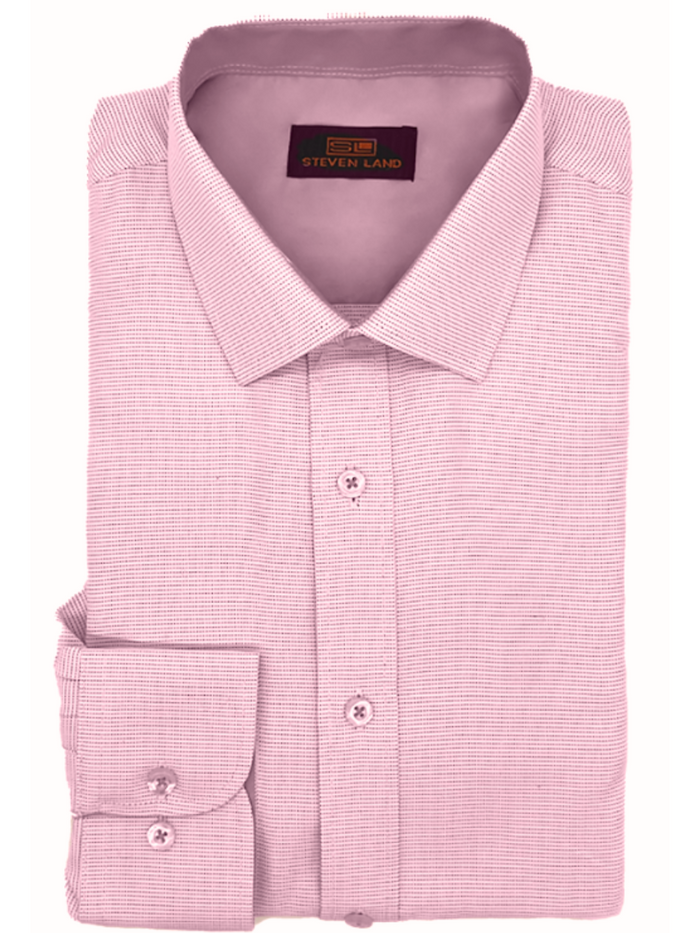 Steven Land Mens Pink Classic Fit 100% Cotton Barrel cuff Dress Shirt